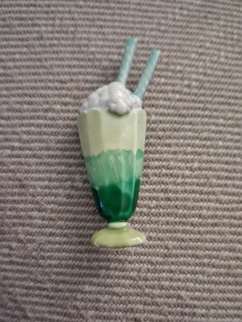 Vintage Green Milkshake Pin Brooch